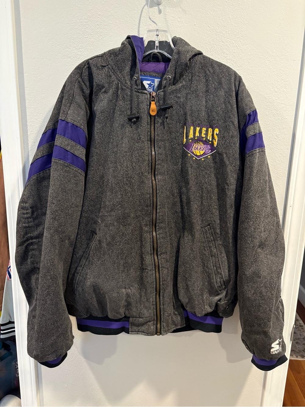Vintage Los Angeles Lakers Starter Denim Jacket Men’s Size XL EUC Rare Grail